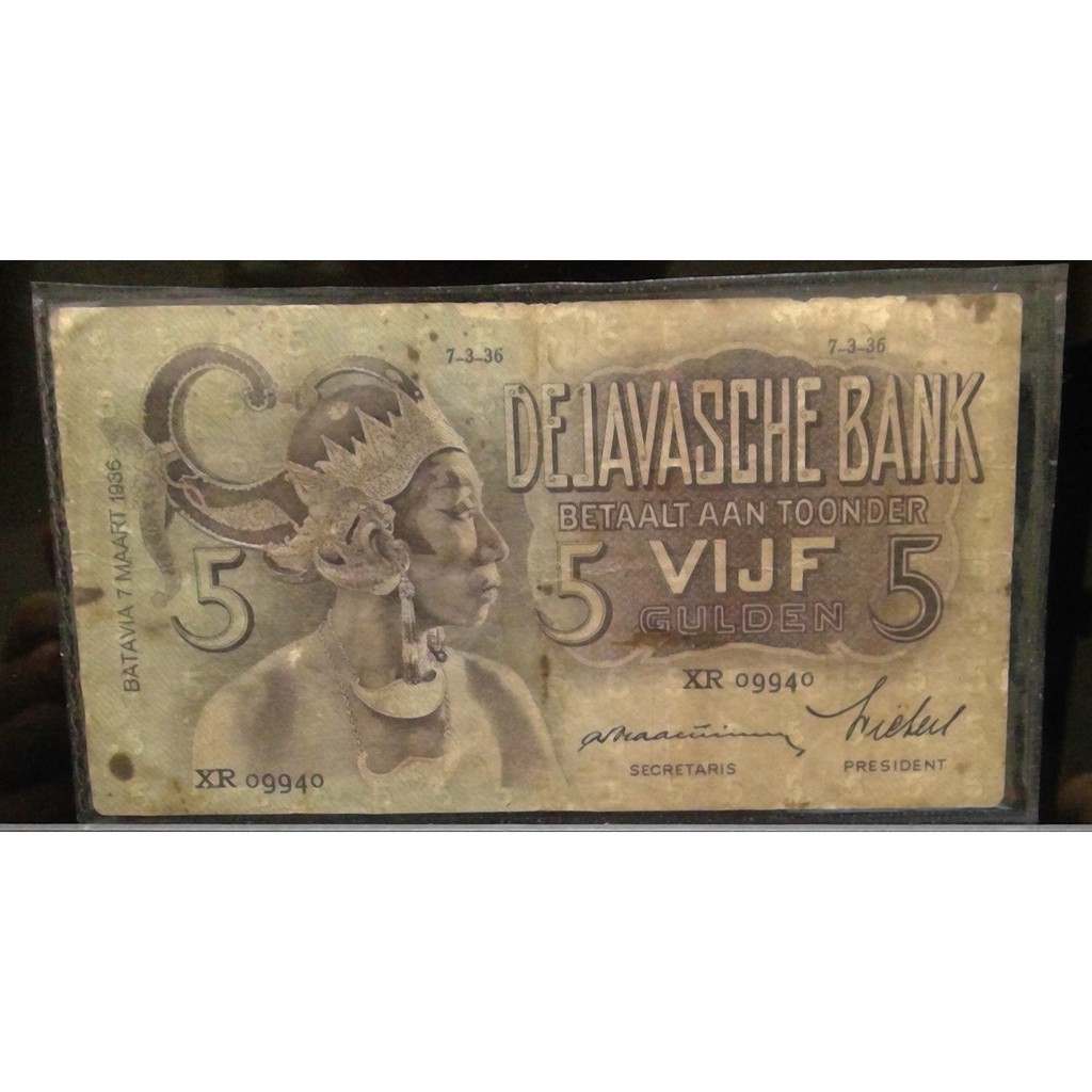 Uang Kuno 5 Gulden Wayang De Javasche Asli