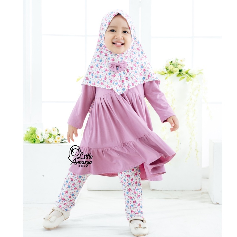 Baju Muslim Anak Perempuan / Baju Muslim Anak Cantik 1-5 Tahun Nayla / One Set Piyama Rayon / Setelan Anak Rayon / Setelan Baju Muslim Anak Perempuan Terbaru Nayla Series