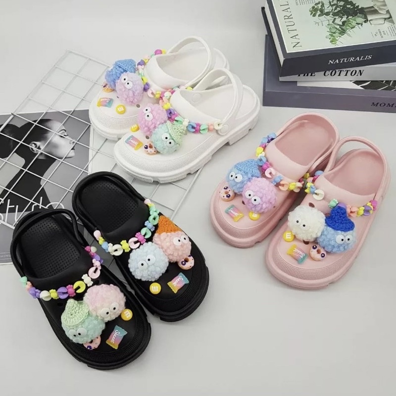 Crocs slippers toy sepatu anak dan dewasa stripe back import high quality fashion shoes sandal wanit