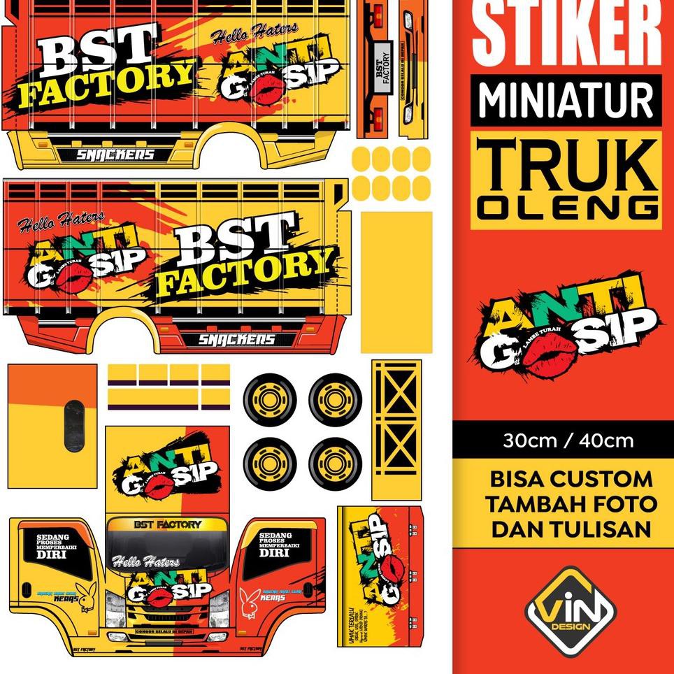 Harga TERMURAAH.. Stiker Miniatur Truk Oleng (Anti Gosip) HDD
