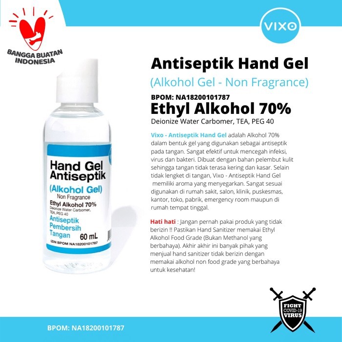 Hand Sanitizer Vixo Antiseptik Hand Gel &amp; Anti Bacterial yg