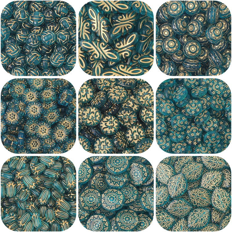 15-80pcs Manik-Manik Bahan Akrilik Warna Turquoise Gaya Vintage Untuk Membuat Perhiasan