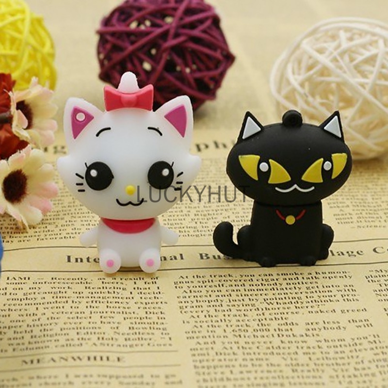 Pendrive 128GB 1TB 2TB 1gb 8GB 16GB 32GB 64GB Desain Kucing Hitam Putih Mata Besar