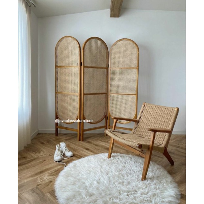 SKETSEL PARTISI PENYEKAT RUANGAN ROTAN PINTU 3 LIPAT VINTAGE ANTIK UNIK BAHAN KAYU JATI KUALITAS EKSPORT FINISHING NATURAL FURNITURE JEPARA-1