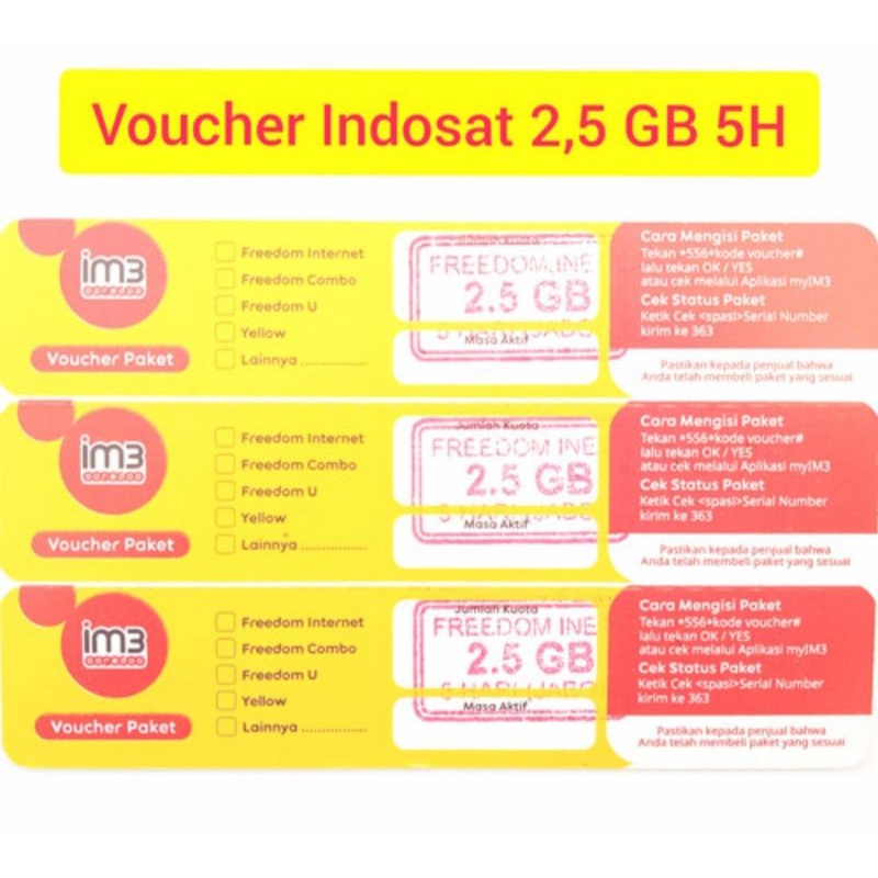 Voucher indosat 2.5gb 5hari