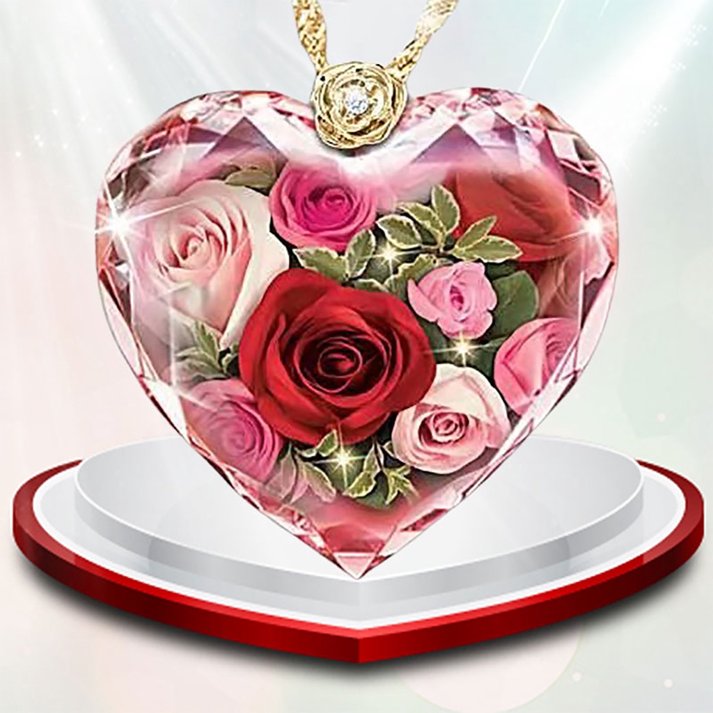 Hu Hu Hu Hu Hu Alat Bantu Pasang Kacamata♡ Kalung Kaca Bentuk Hati Motif Bunga Warna-Warni Untuk Hadiah