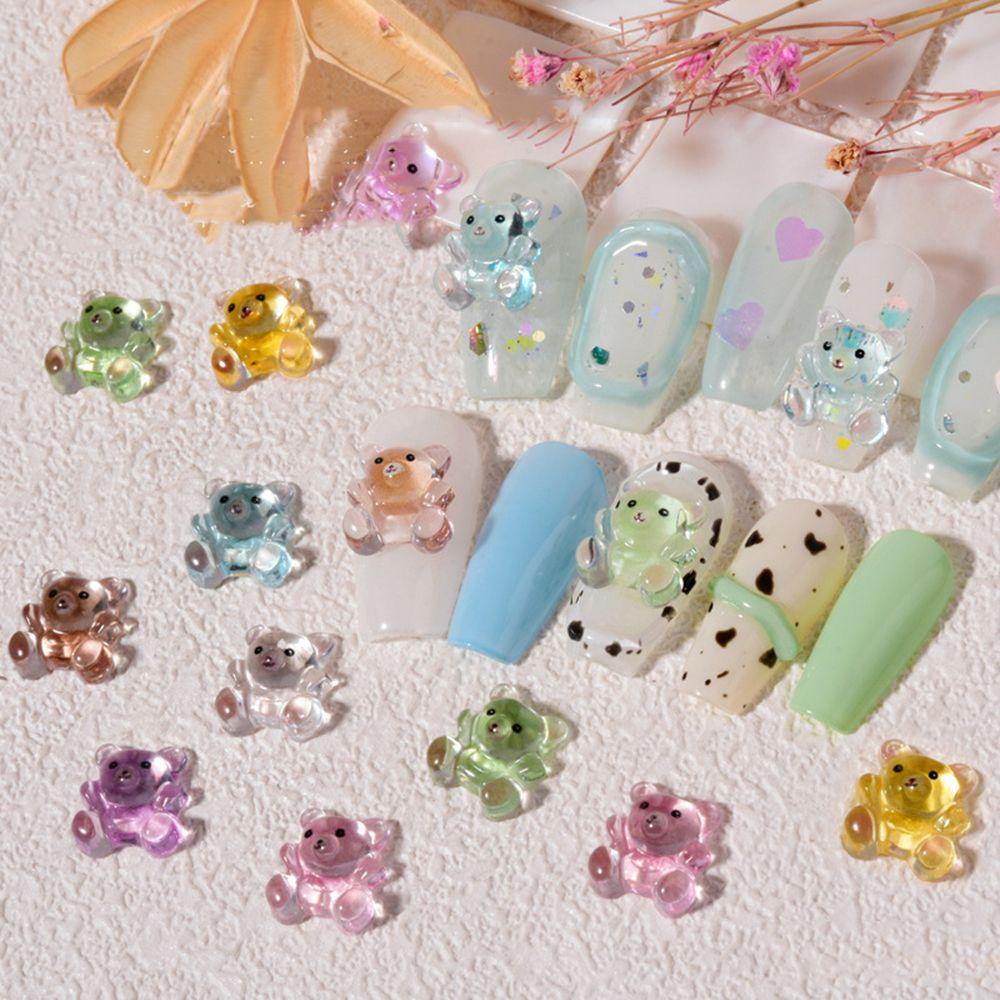 AUGUSTINA Augustina Bear Dekorasi Nail Art Resin Lucu Permen Beruang DIY Ornamen