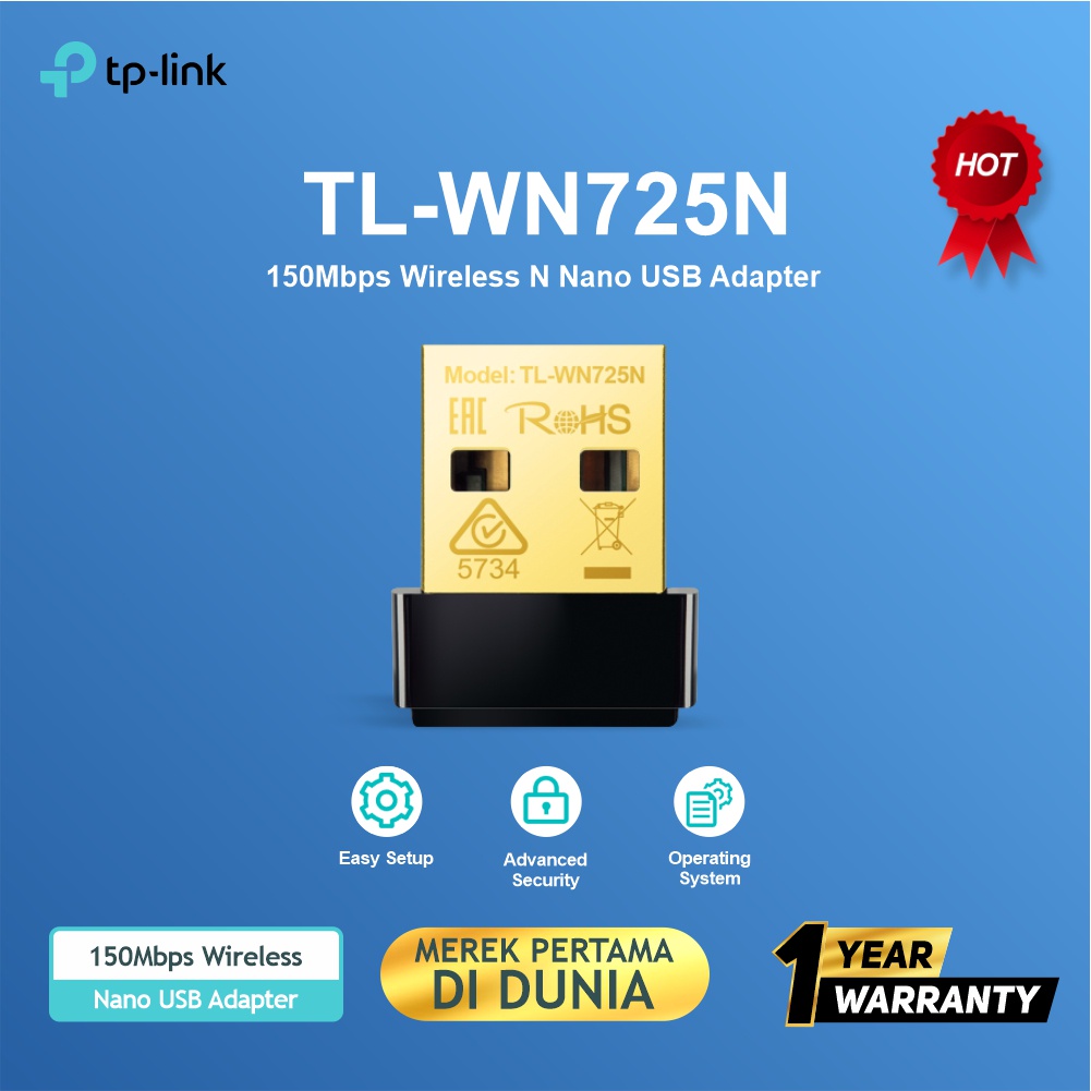 TP-LINK TL-WN725N TP Link WN725N Wireless Nano USB Adapter 150Mbps TPLINK Garansi Resmi