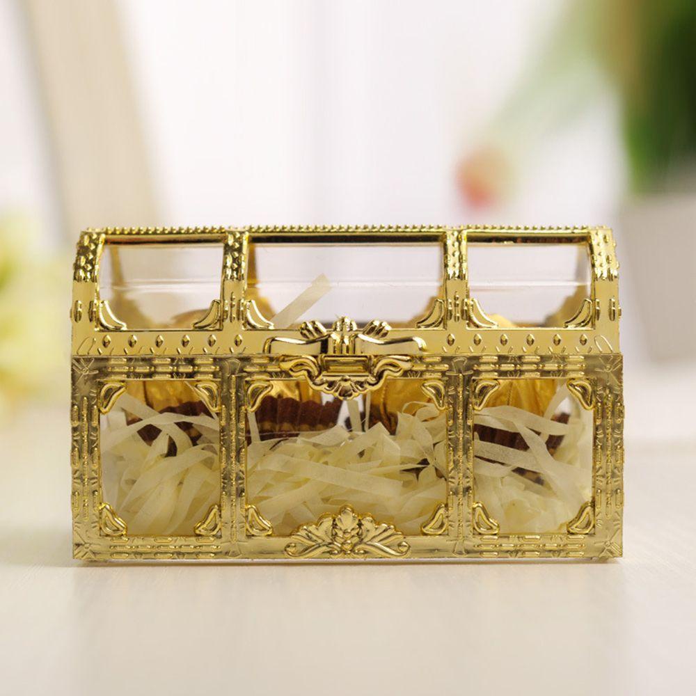 Top Treasure Chest Lucu Plastik Transparan Trinket Organizer Crystal Permata Candy Box