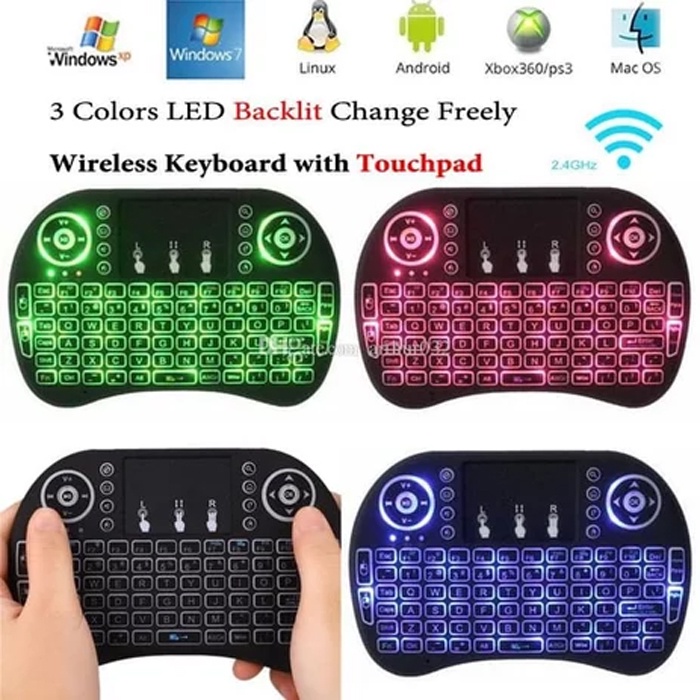 Keyboard Mouse Mini Wireless Touchpad Backlight Rainbow -Mediatech