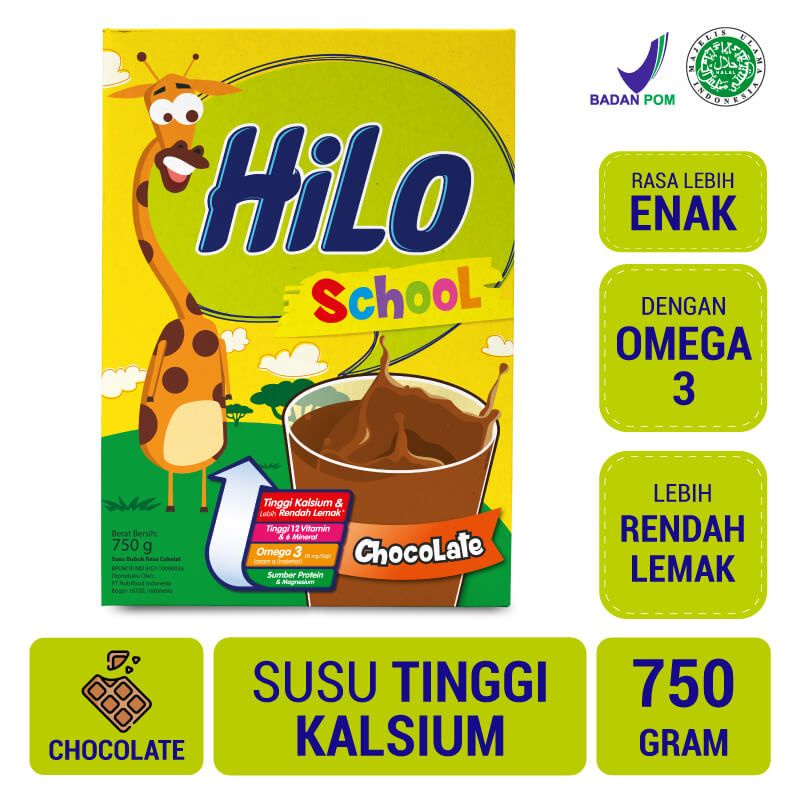 

HiLo School Chocolate 750g - Susu Tinggi Kalsium Lebih Rendah Lemak