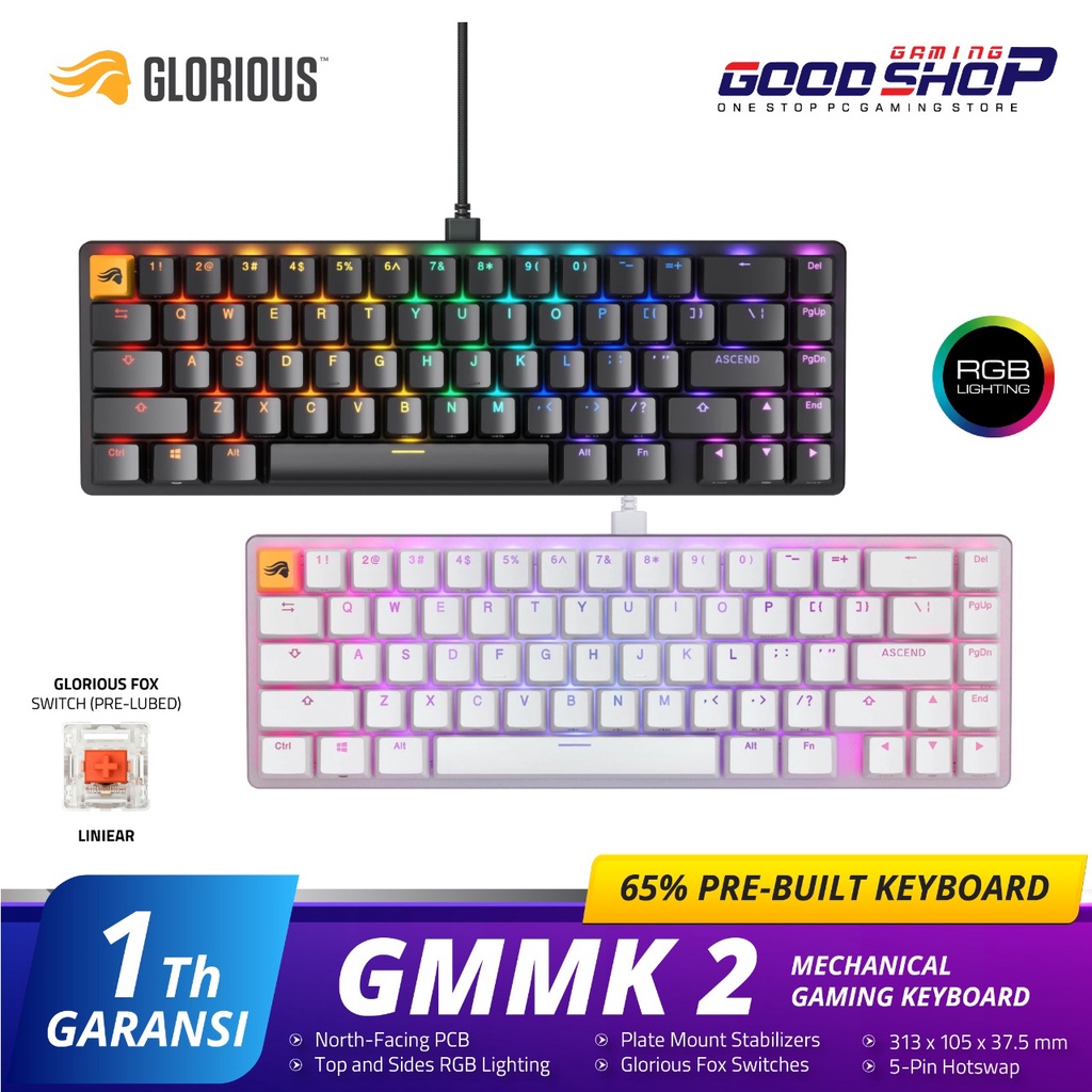 Glorious GMMK 2 65% Pre-Built RGB Mechanical - Gaming Keyboard