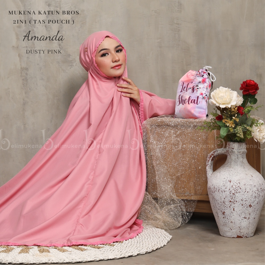 Mukena Dewasa Katun 2in1 Bros Tas Pouch Amanda