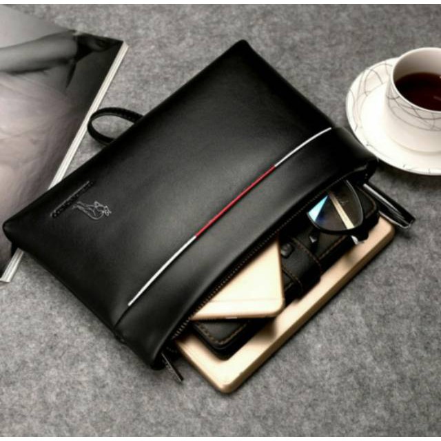 GOri Tas Genggam Dompet Kulit Clutch Bag Professional kantoran Pesta Puch Tas Besar Large Small medium Rhodey Selempang  HB-005 Black