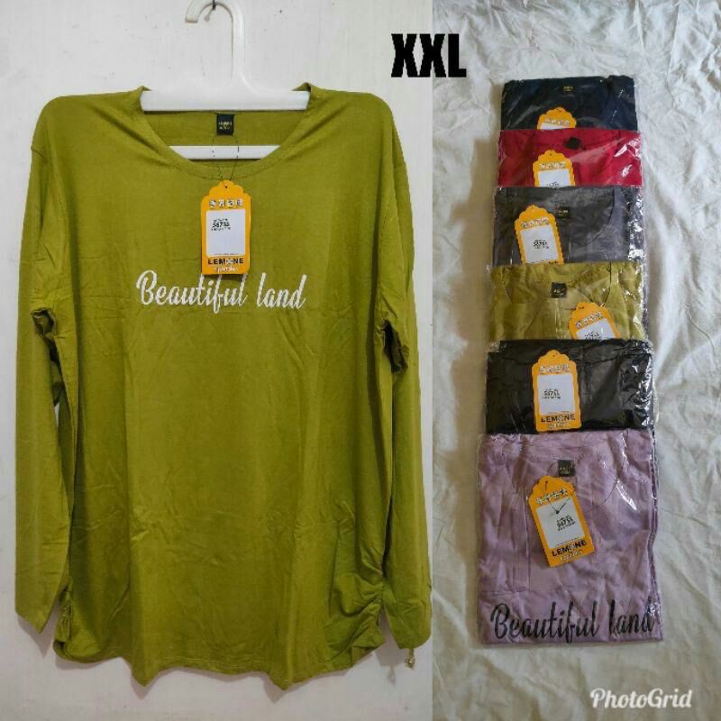 kaos jumbo lengan panjang /atasan kaos jumbo merk lemone LD 110-140
