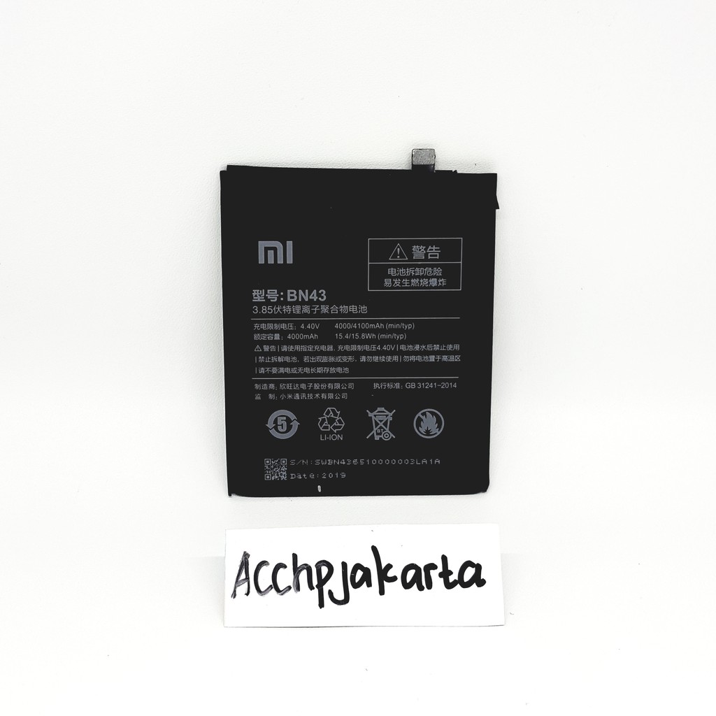 Baterai XiaoMi Redmi Note 4x Snapdragon BN 43 Original Battery Batrai Batre BM43 Xiao Mi Ori