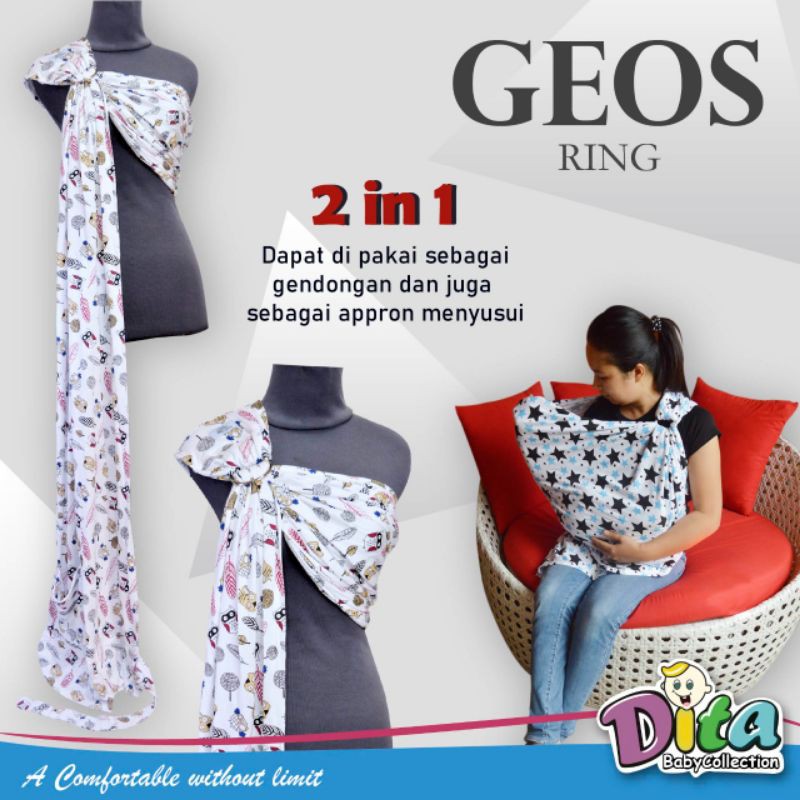 Geos ring gendongan kaos ring geos simple sling geos bayi 2in1 selimut bayi