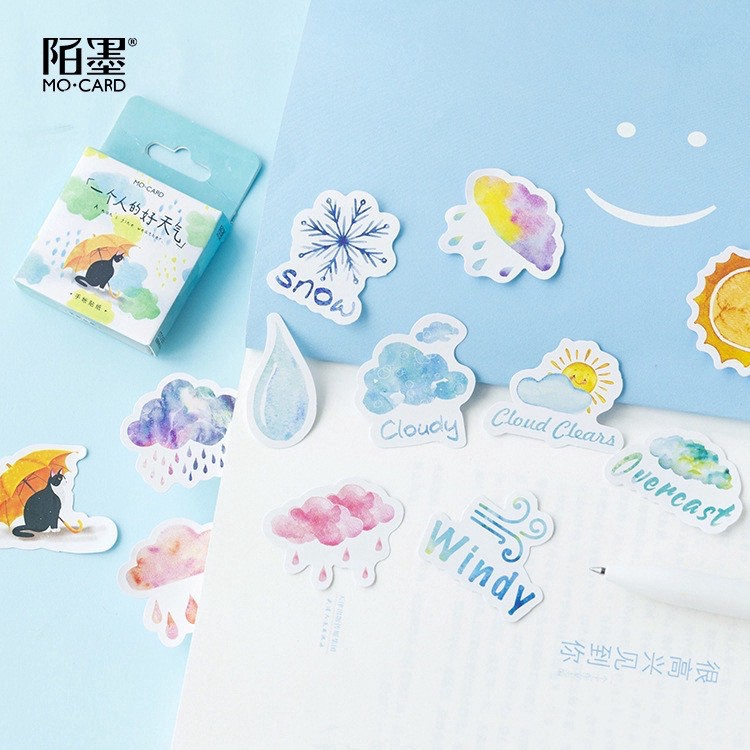 45 pcs Stickers WEATHER Deco Diary DIY ScrapBook Planner Bujo  Journal-stiker lucu murah aesthetic