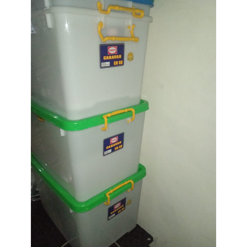 SHINPO CONTAINER BOX 52 LITER PLASTIK CB 52 CARAVAN SHINPO PLASTIK TEBAL ADA RODA