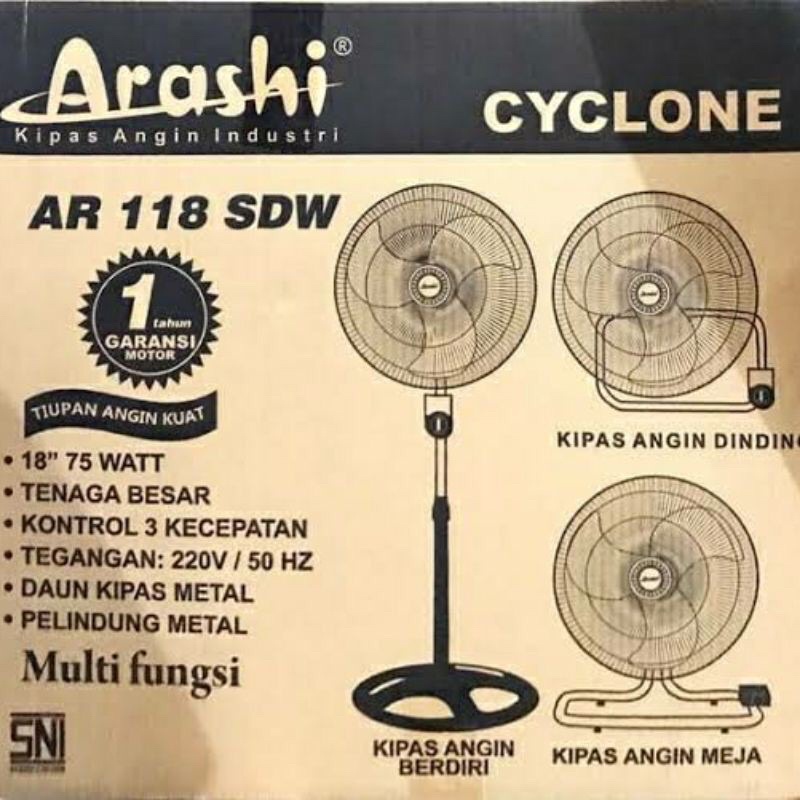 Kipas Angin Arashi AR-118 SDW 3-in-1 - Kipas Angin 3 Fungsi
