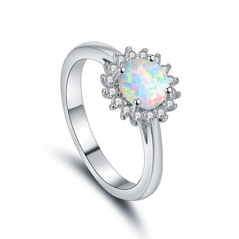 1pc Cincin Batu Opal Putih Kristal Alami Untuk Wanita