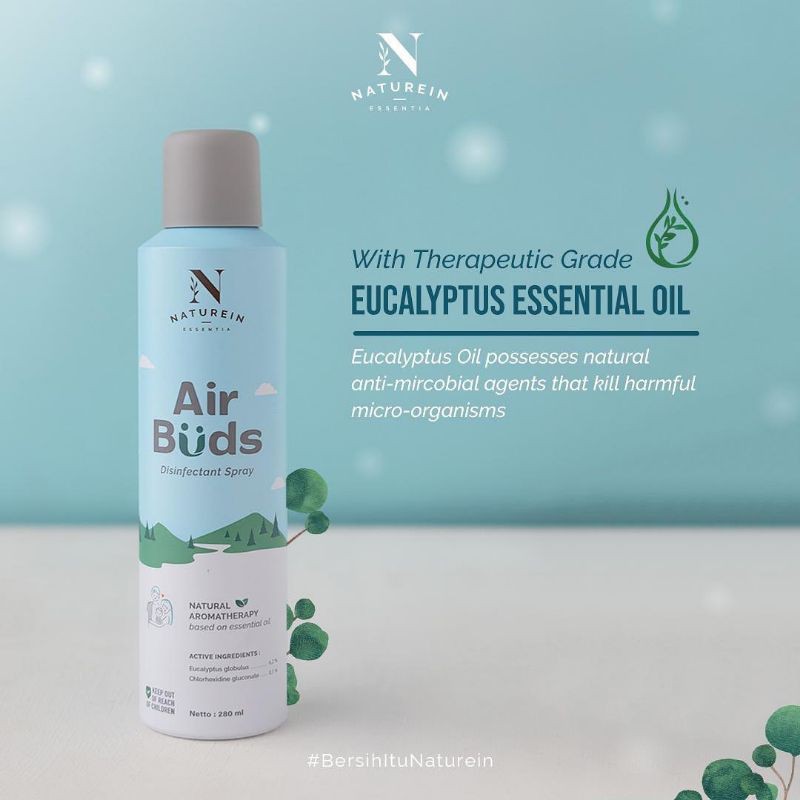 Naturein AirBuds Air Buds Air Disinfectant Spray 280ml (KHUSUS MEDAN DAN SEKITARNYA)
