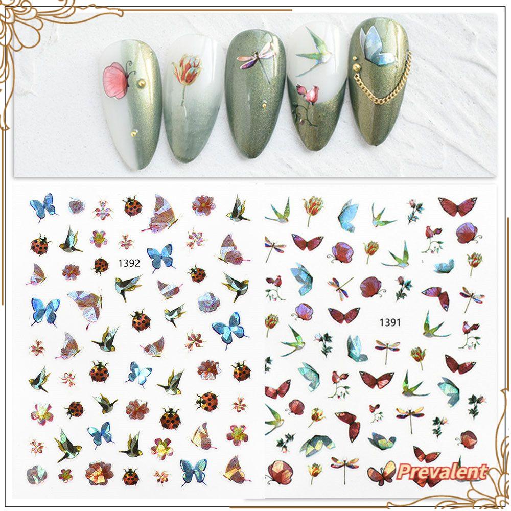 1pc Stiker Kuku Decal Laser Ultra Tipis Untuk Dekorasi Nail Art