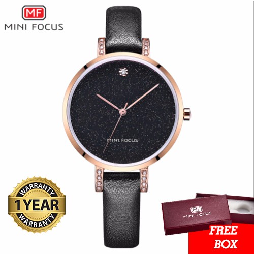 Jam Tangan Wanita MINI FOCUS Original Simpel Mewah Strap Tali Kulit Berkualitas MF0159L