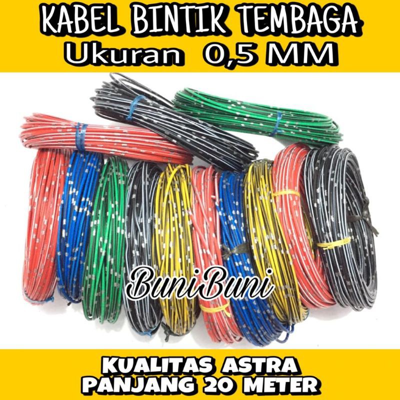 Kabel Bintik Body Bodi 0.5 MM Mobil Motor Serabut Tembaga Standart Astra 20 Meter