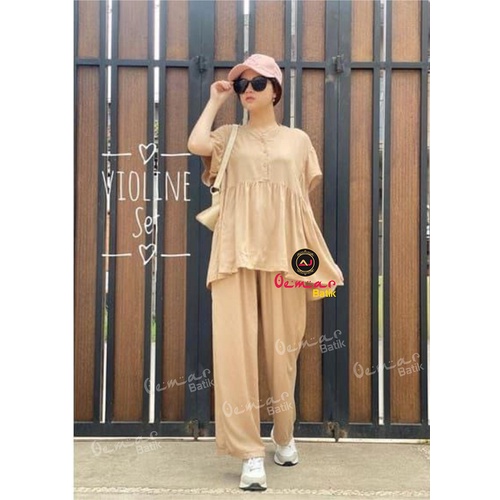 VIOLINE SET BUSUI JUMBO / ONE SET PAJAMAS PIYAMA VIRAL / BABYDOLL RAYON PREMIUN BISA COD / LD 110