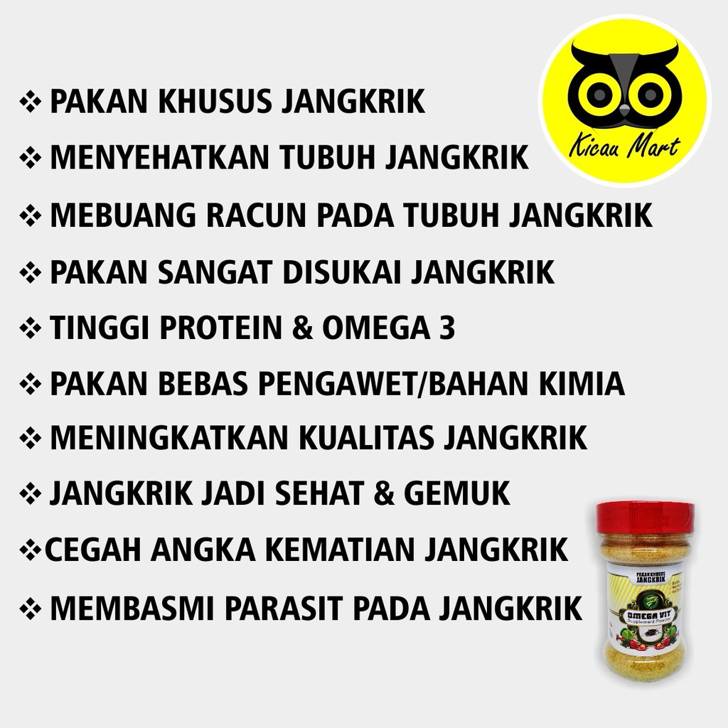 PAKAN TERNAK MAKANAN KHUSUS JANGKRIK OMEGA VIT SEBELUM DIBERI KE BURUNG MURAI KACER ANIS GACOR PKOMV