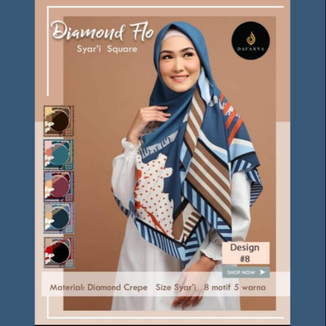 Bisa COD Hijab Jilbab Kerudung Segiempat Segi Empat Jumbo Lebar Besar Dafanya Syari Diamond Flo S1 D