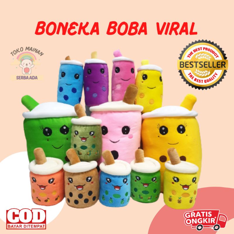 Mainan Boneka Boba Anak Viral dan Murah/Boneka Boba Milk Tea Anak Lucu/Boneka Boba Led/Boneka Boba J