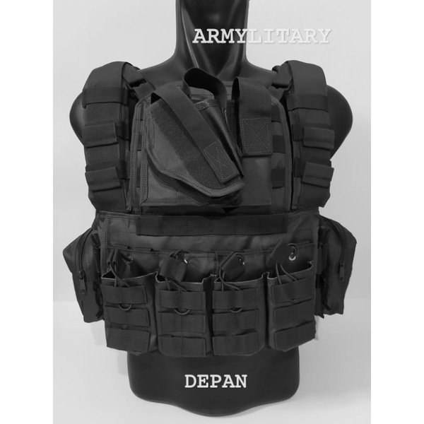 Rompi tactical dist black anti peluru tni.polri