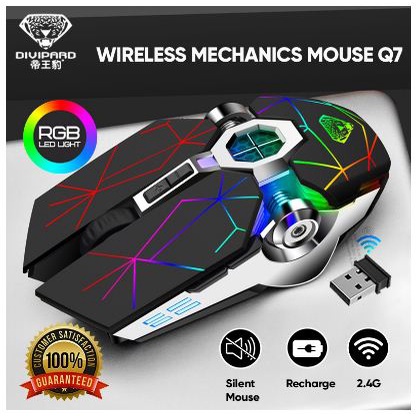 Wireless Mouse Mechanical Gaming RGB Mouse Charging Divipard Q7 - 4000DPI