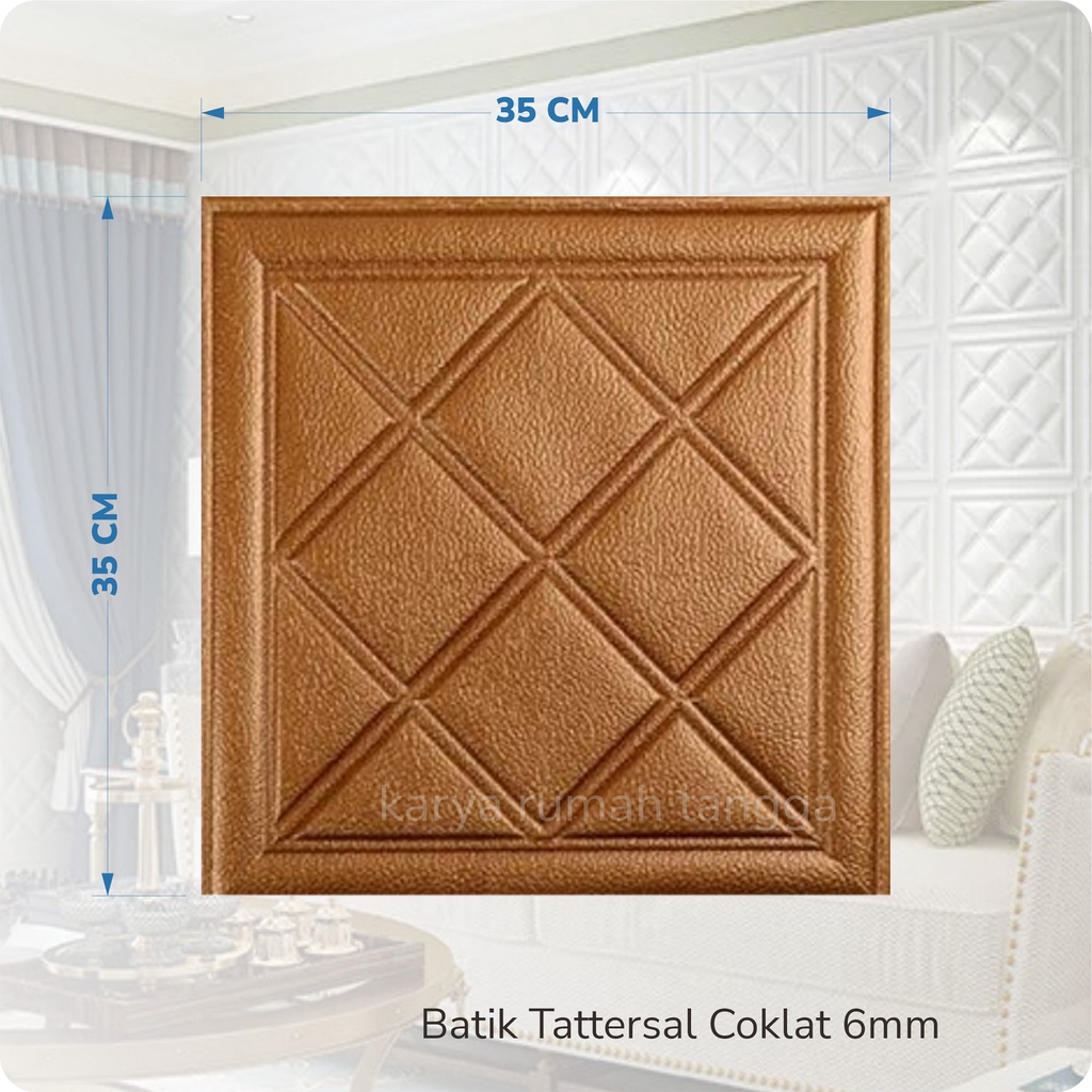 PROMO WALLPAPER FOAM 3D MOTIF BATIK KRISTAL Classic 35X35 / Wallpaper Sticker Dinding Plafon Emboss-BTK TATTERSAL COKLAT