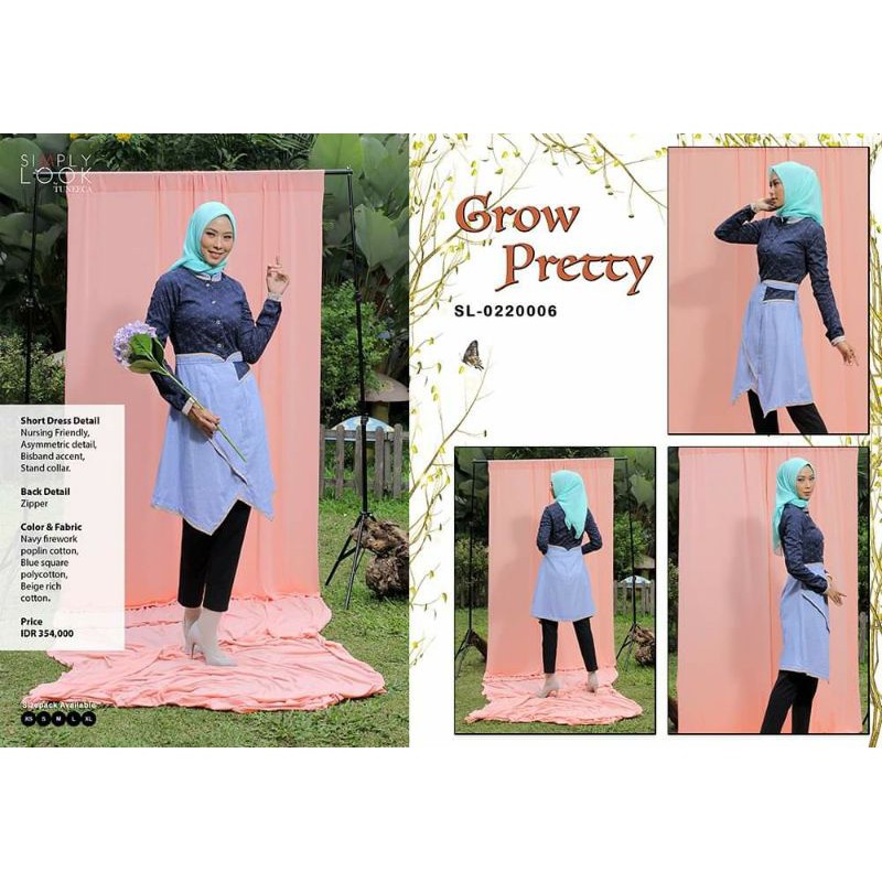 SIMPLY LOOK AUTUM BLOSSOM BY TUNEECA DISKON SALE PROMO SL-0220006 TUNIK SHORT DRESS ATASAN WANITA
