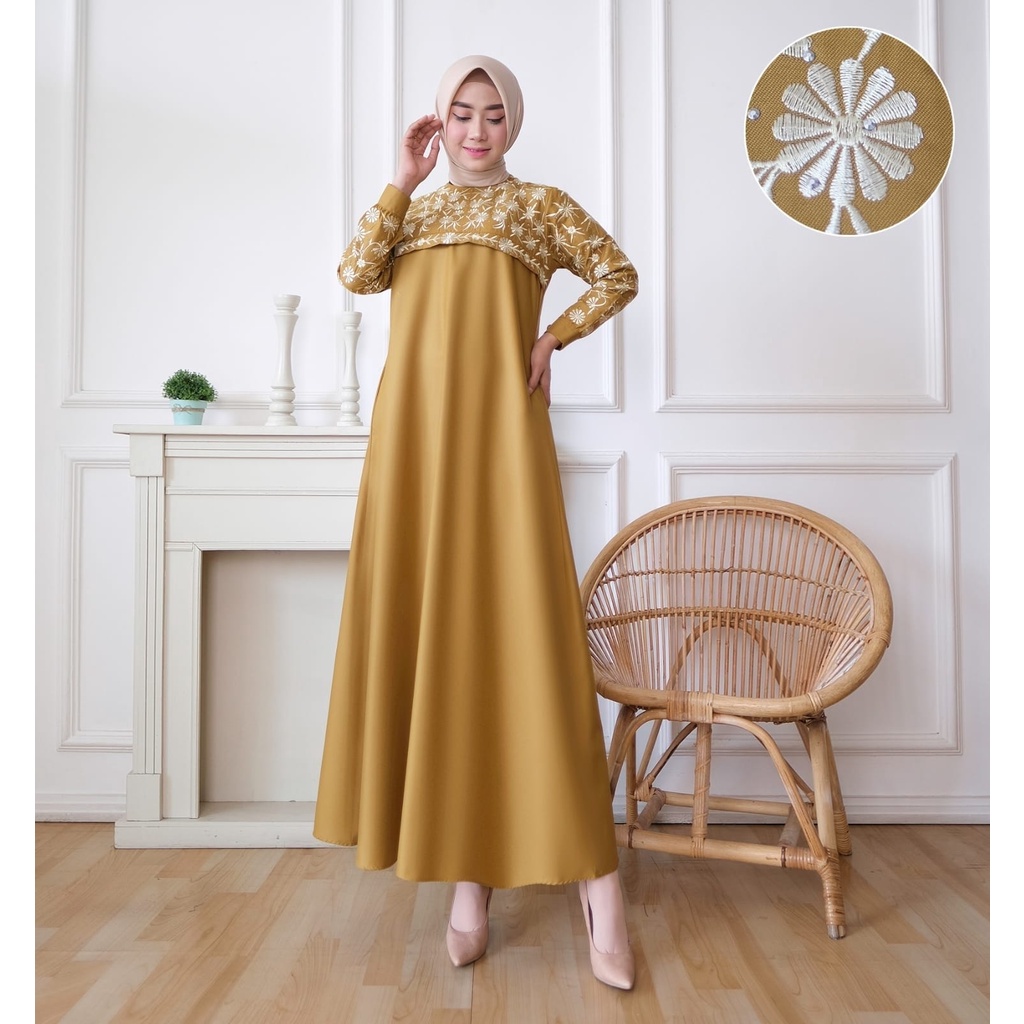 LORA FASHION - GAMIS HAJRAH BUNGA - GAMIS MUSLIMAH/GAMIS PESTA/GAMIS LEBARAN/GAMIS SIMPLE/GAMIS KEKI