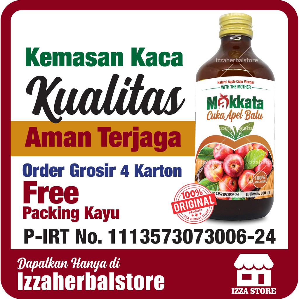 MAKKATA CUKA APEL Batu Malang Organic Apple Cider Vinegar Original 100% Apel Utuh