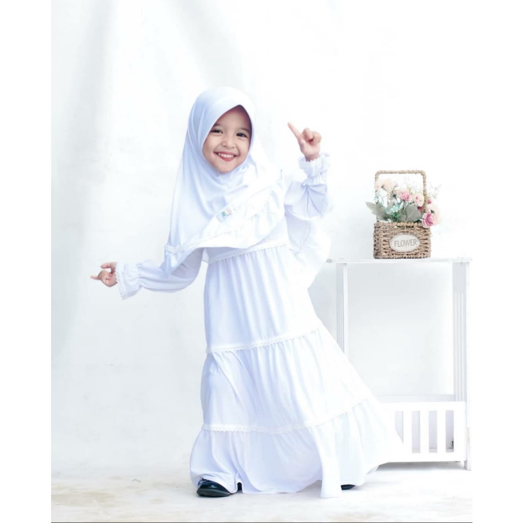 Gamis Anak Perempuan Gamis Anak Warna Putih Anak 1-10 Tahun Gamis Putih Manasik Haji