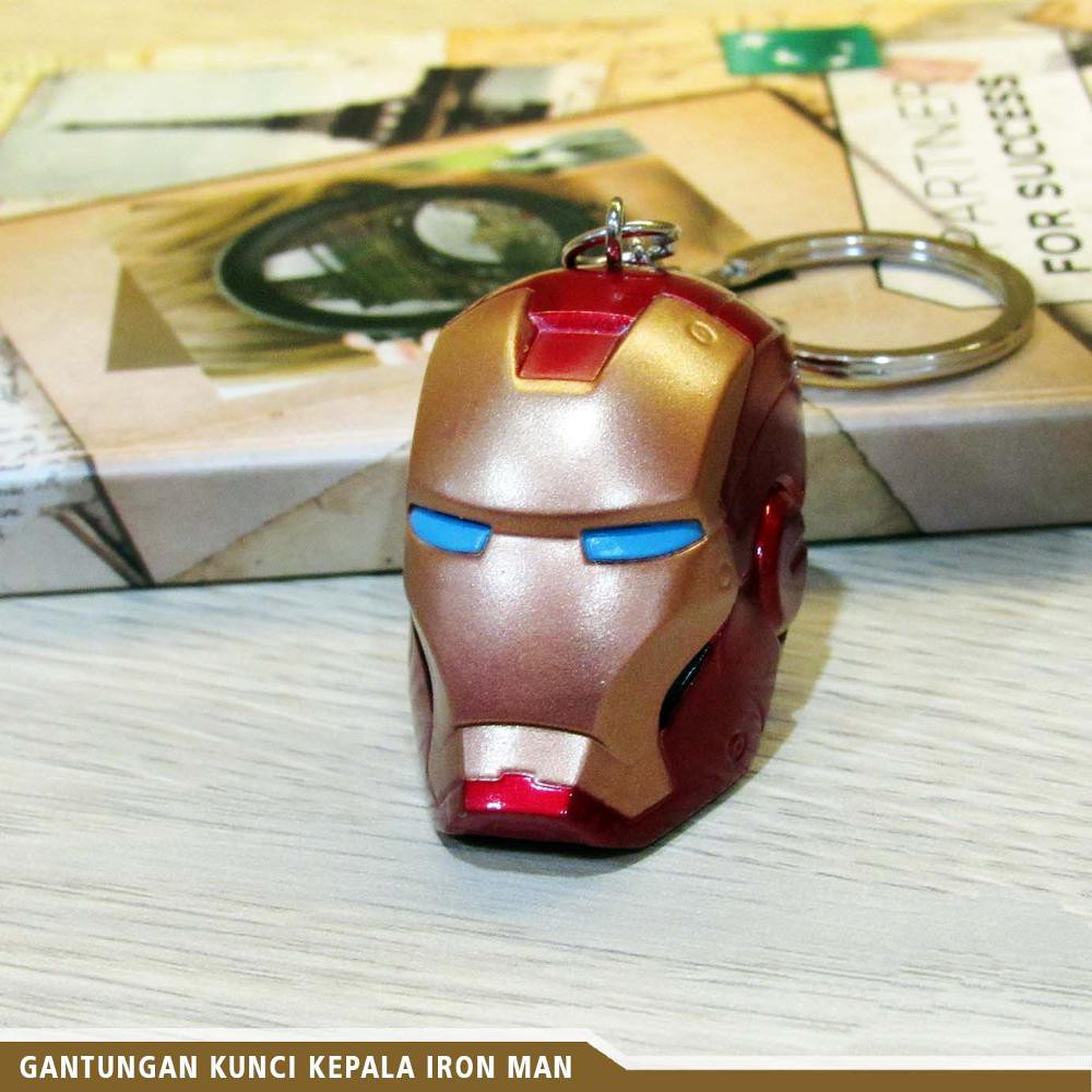 Gantungan Kunci Kartun Anime Kepala Iron Man Anak Mobil Motor