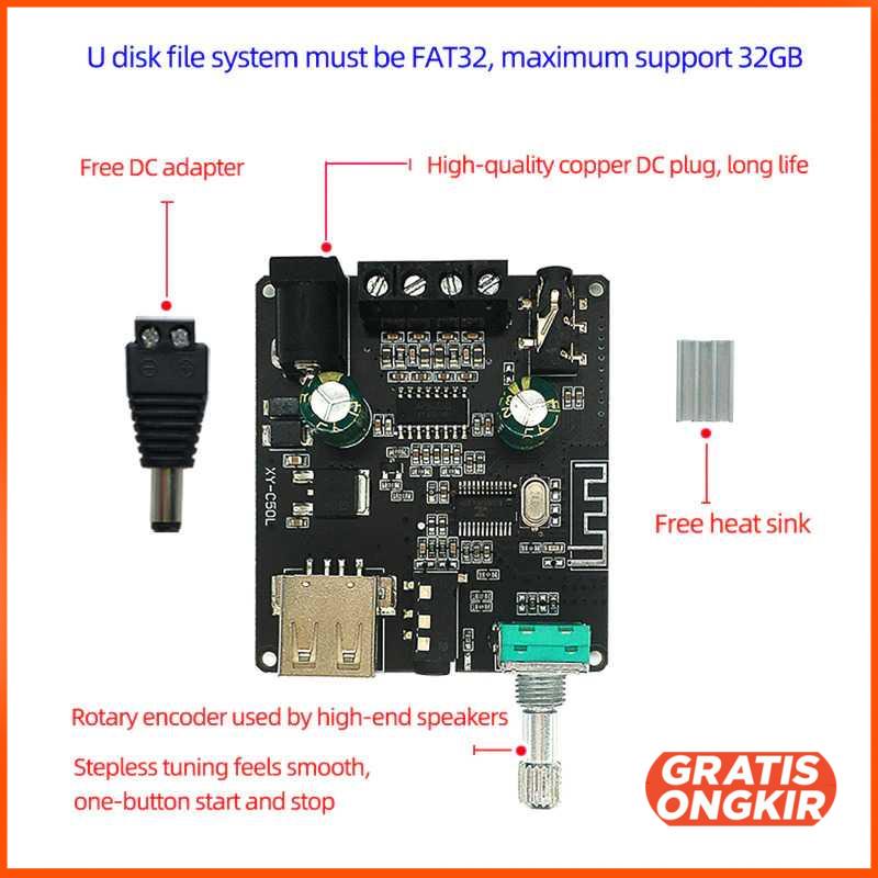 Audio Amplifier HiFi Bluetooth 5.0 ClassD 2x50W