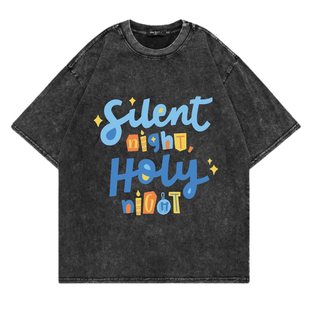 Kaos Oversize Wash Sablon Original Endrock Tema Font Silent Night