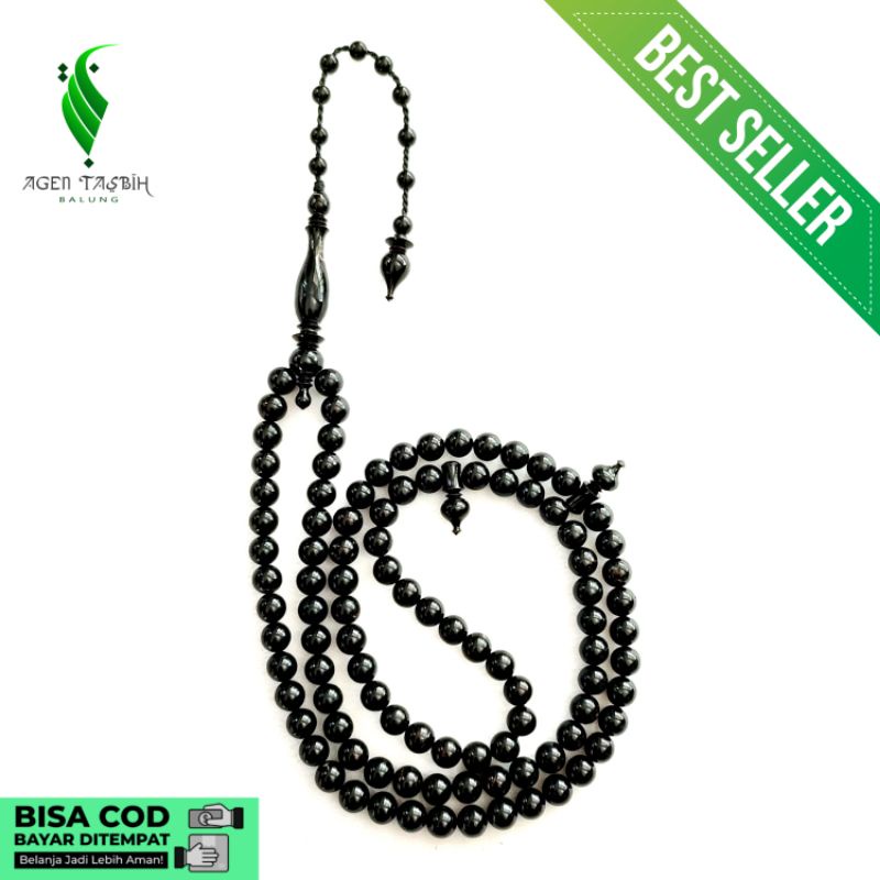 Tasbih Akar Bahar Black Yuser ORI!! Size 9mm, Motif Bulat//COD