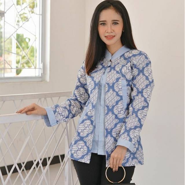 Blus Sheena atasan Batik Modern Muslimah Cantik Kerja Kantoran Kasual