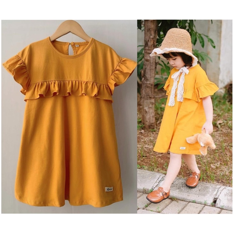 Daster / Dress Anak Rufel Polos Smilee Size 1-5Tahun / Dress Anak Ruffle Perempuan Lucu CBKS SO