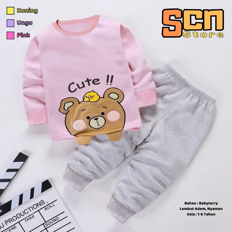 SCN STORE Setelan Anak Unisex Usia 1-6 Tahun CUTE