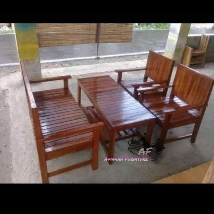 meja kursi ruang tamu minimalis murah berkualitas kayu bengkirai
