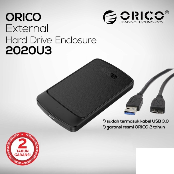 Casing HDD EXTERNAL USB 3.0 orico 2020U3 Black Hdd Case 2,5 inch Case Hdd Laptop Garansi Resmi Orico Dijamin Original