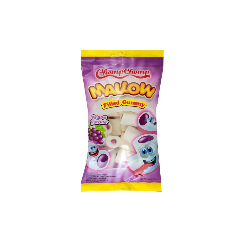 

Unik Chomp Chomp Marshmallow Filled Gummy 60 gram Grape Anggur ChompChomp Murah